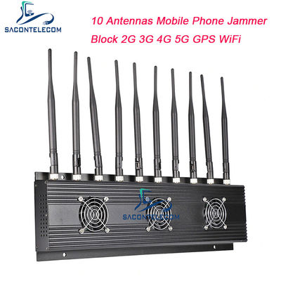 18w 10 Antenas Interruptor de señal de teléfono móvil VHF UHF Bloqueador 4G 5G