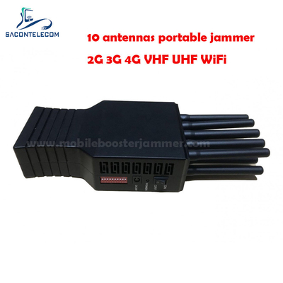 Bloqueador de señal de teléfono celular 10 antenas 20m Radius VHF UHF GPS