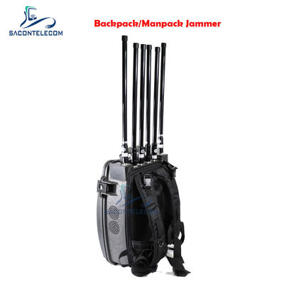 Jammer Manpack de 8 canales y 120W con batería incorporada para bloqueo de señales de 20-3000MHz