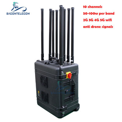 500W High Power Manpack Bomb Jammer con 10 antenas y un alcance de 300m para la protección del convoy