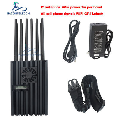 Interruptor portátil de alta potencia de 60W con radio de 40m y 12 canales para 2G 3G 4G 5G WiFi GPS Lojack