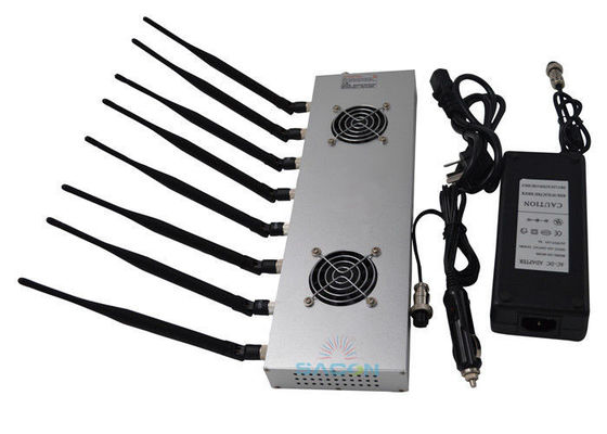 Jammer de teléfono celular para prisión de 8 bandas con 2 ventiladores de enfriamiento y alcance de interferencia de 30 m para áreas seguras