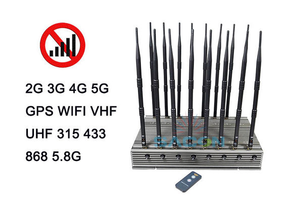 16 Antenas Jammer de Señal 5G con Potencia de Salida de 100W y Radio de Bloqueo de 80m
