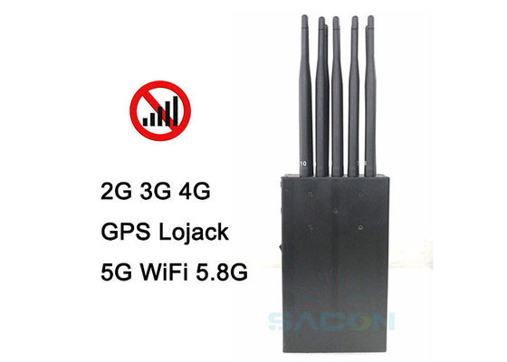 Bloqueador de señal 5G portátil con 10 antenas, alcance de 15 m y batería de 8000 mAh