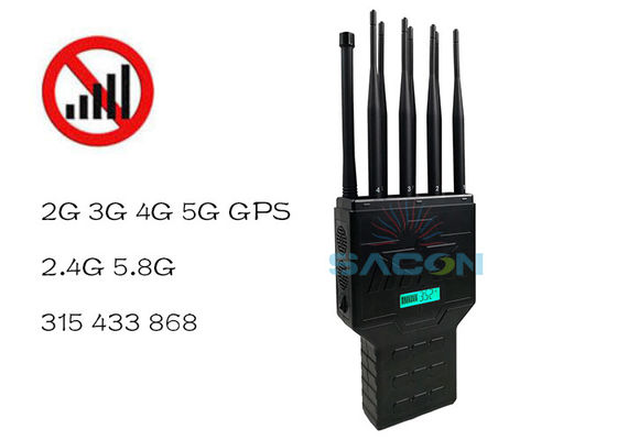 16W de alta potencia 8 antenas Interruptor de señal portátil con batería incorporada para GPS WiFi 2G 3G 4G Bloqueo