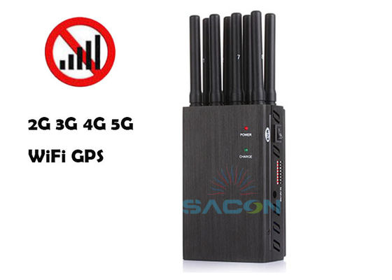 Interruptor de señal portátil de 8 bandas con potencia de salida de 4W y rango de 20m para bloqueo de WiFi GPS 2G 3G 4G
