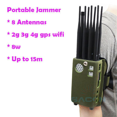 8000mAH Batería 8 Antenas Interruptor de señal GPS portátil para bloqueo de señal 2G 3G 4G