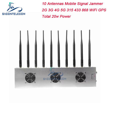 10 canales 3 ventiladores de refrigeración interferencia de señal inalámbrica 5G GPS WiFi VHF UHF