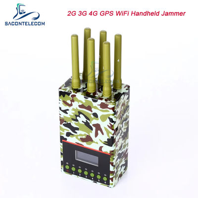 6 Canales Radio 20m Portátil Bloqueador de Señal con Batería 4000mAH para Bloqueo 2G 3G 4G GPS WiFi