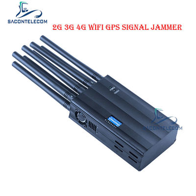 Jammer de señal portátil de 8 bandas con alcance de 20 m y cargador de coche para bloqueo 2G 3G 4G GPS WiFi