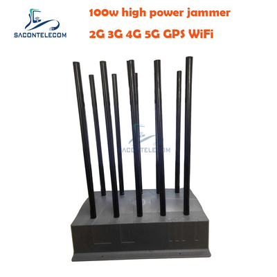 DCS 100w bloqueador de interferencia de señal de alta potencia 10 canales VHF UHF