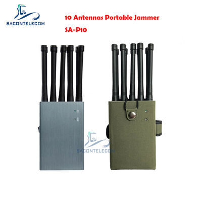 10 Antenas Jammer de Señal Portátil con Alcance de 30m y Potencia de Salida de 10W para Interferir Frecuencias de Radio GPS Lora Lojack