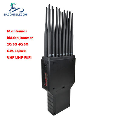 16 bandas Interruptor portátil con alcance de 20 m y duración de la batería de 2 horas para bloquear la señal del teléfono móvil