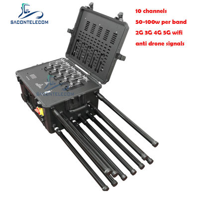 500W High Power Manpack Bomb Jammer con 10 antenas y un alcance de 300m para la protección del convoy