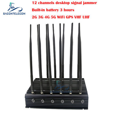 Interruptor de señal de teléfono móvil de escritorio 34w 2G 3G 4G 5G GPSL1 L2 L5 WiFi VHF UHF 12 antenas