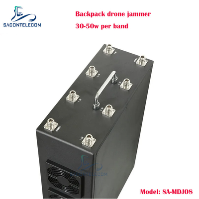 8 bandas 400w Power Man paquete de drones jammer de señal caja de metal mochila jammer de drones UAV