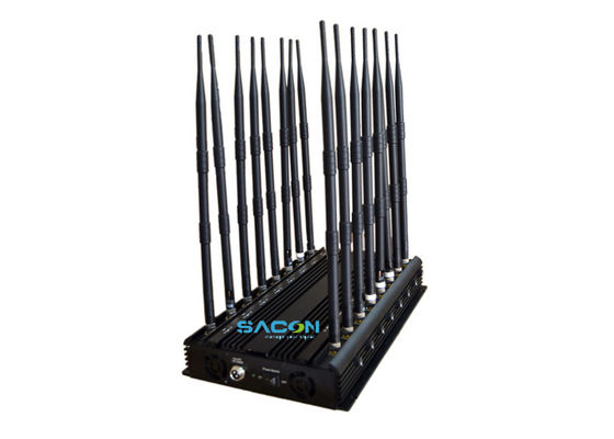 Jammer de señal de teléfono celular de 38W de potencia de salida y 16 canales con rango de interferencia de 40m para uso en interiores