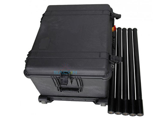 Jammer RF portátil de 150W y 5 bandas con alcance de 200m para fuerzas de seguridad