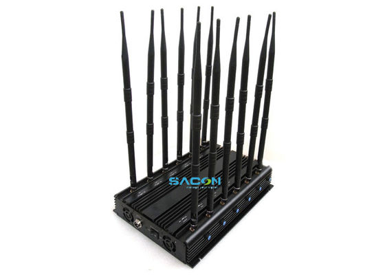 Potencia de salida de 30W 12 canales Interruptor de señal inalámbrica con adaptador de automóvil Diseño para bloqueo de teléfonos celulares en la prisión