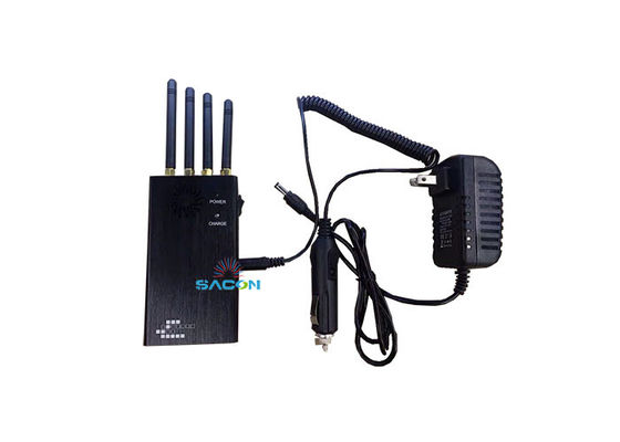Jammer GPS portátil de mano de 2W con 4 antenas y rango de interferencia de 5-15M para señales móviles y GPS