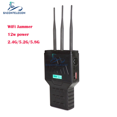12W WiFi portátil Bluetooth 2.4G 5.2G 5.8G Interruptor de señal de teléfono móvil con alcance de 50 metros
