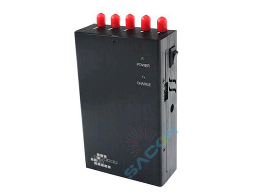 Jammer Móvil Portátil con 5 Canales 2G 3G WiFi GPS Bloqueo y Potencia de Salida de 2.5W Batería Incorporada