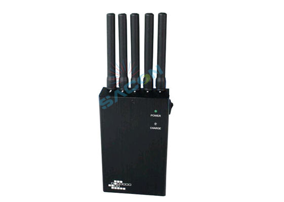 Jammer Móvil Portátil con 5 Canales 2G 3G WiFi GPS Bloqueo y Potencia de Salida de 2.5W Batería Incorporada