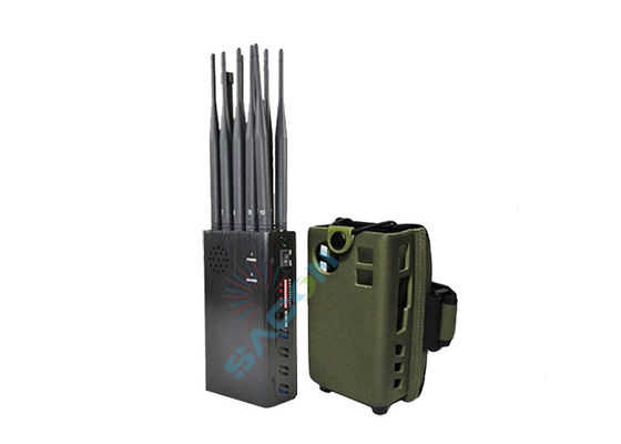 Jammer de señal de alta potencia de 10W con batería de 8000mAh y aislador de teléfono móvil portátil de rango de interferencia de 30m