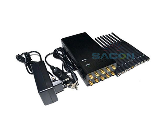 Jammer de señal de alta potencia de 10W con batería de 8000mAh y aislador de teléfono móvil portátil de rango de interferencia de 30m