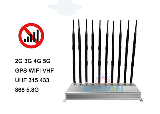 Inhibidor de señal 5G para interiores con 10 antenas y radio de 30m para operación continua de 24 horas