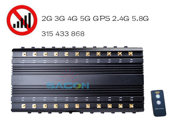 22 antenas 42W Interruptor de señal de potencia de salida con rango de interferencia de 40m para bloqueo móvil y WiFi