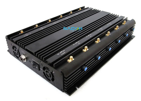Potencia de salida de 30W 12 canales Interruptor de señal inalámbrica con adaptador de automóvil Diseño para bloqueo de teléfonos celulares en la prisión