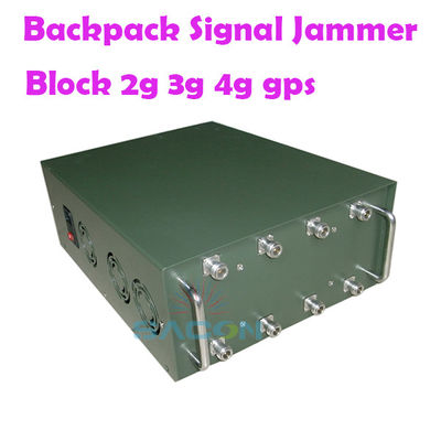 Jammer de señal para mochila de 120W con 8 antenas y alcance de 100m para bloqueo 2G 3G 4G 5G VHF UHF WiFi GPS