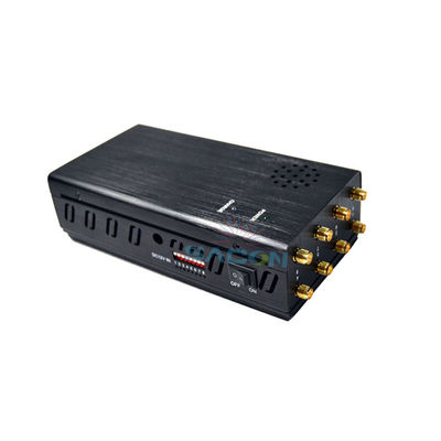 Jammer de señal móvil portátil de 8 bandas con batería de 8000 mAh y interruptor DIP ajustable para bloqueo de GPS WiFi 2G 3G 4G
