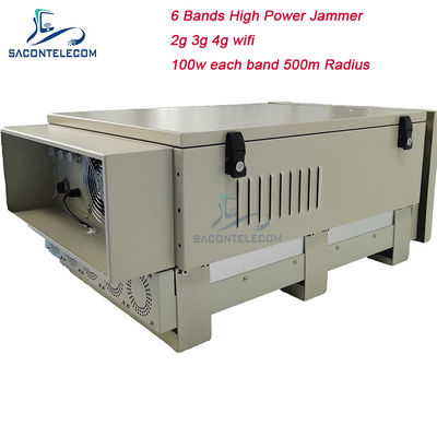 600W 6 bandas Interruptor de señal de la prisión al aire libre con 50-600m Radius de interferencia para 2G 3G 4G 5G WiFi GPS