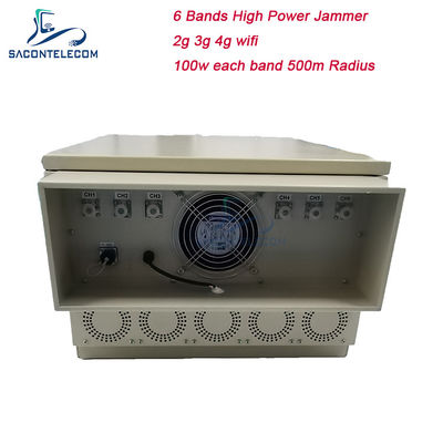 600W 6 bandas Interruptor de señal de la prisión al aire libre con 50-600m Radius de interferencia para 2G 3G 4G 5G WiFi GPS