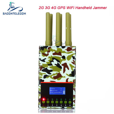 6 antenas 20m de alcance portable teléfono móvil jammer con 4000mAh Batería para GPS Lojack WiFi bloqueo de señal