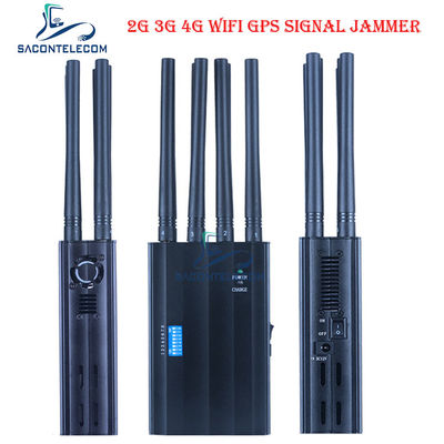 Jammer de señal portátil de 8 bandas con alcance de 20 m y cargador de coche para bloqueo 2G 3G 4G GPS WiFi