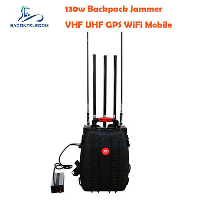5 canales VHF UHF Manpack Jammer con distancia de 120m y batería incorporada para bloqueo de señal portátil