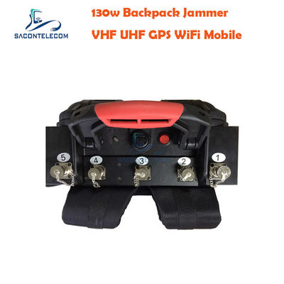 5 canales VHF UHF Manpack Jammer con distancia de 120m y batería incorporada para bloqueo de señal portátil
