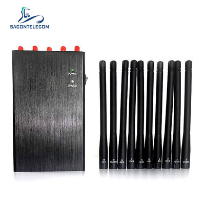 10W Potencia 20m Radio 10 Canales Bloqueador Interferidor de Señal Portátil para WiFi GPS 2G 3G 4G 5G