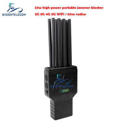Bloqueador de señal y teléfono móvil portátil de largo alcance de 50 m con 8 antenas para 2G 3G 4G 5G GPS