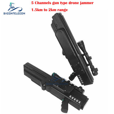 Bloqueador de señales de UAV Gun Drone con rango de 1500 metros 5 canales y batería incorporada