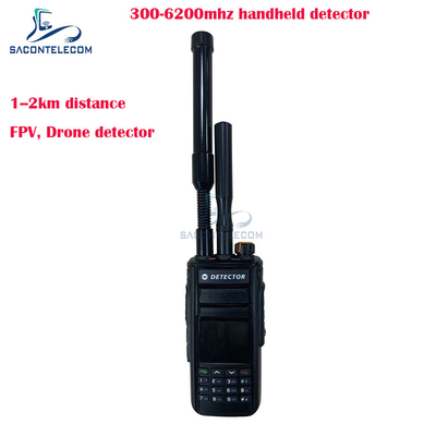 Detector de drones portátil de 2 Km Fpv 300-6200mhz 2 antenas Detector de señales portátiles contra drones