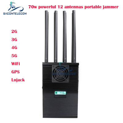 12 bandas Interruptor de señal de teléfono móvil portátil con 70 vatios de potencia y hasta 60 metros de radio