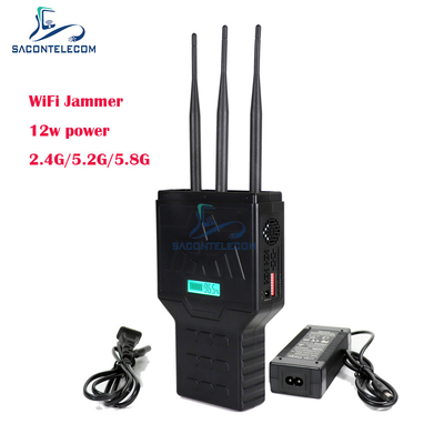 Bloqueador de señal de teléfono móvil portátil con bandas 2.4G 5.2G 5.8G, alcance de hasta 50 m y cobertura de 3 bandas