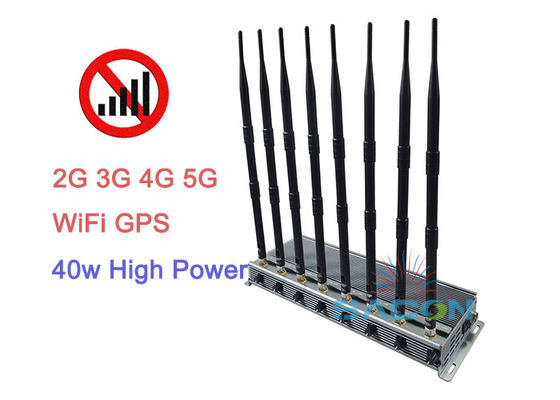 Interruptor de señal 5G de alta potencia de 40W con 8 antenas y alcance de 80 metros para áreas seguras