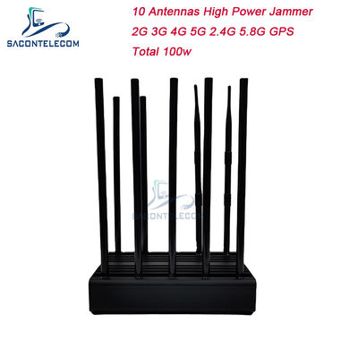 100W 10 Antenas Bloqueador de Señal con 80m de Alcance para Bloqueo de Teléfono Móvil y GPS